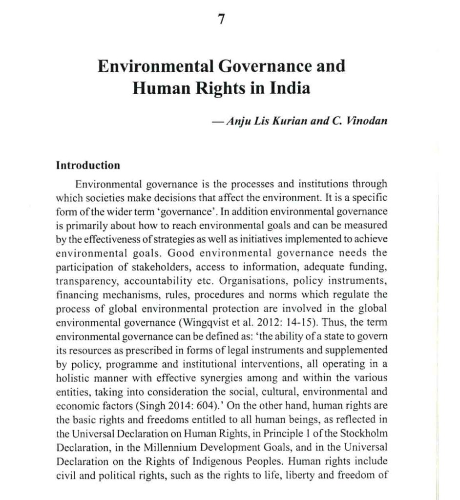 Environmental Governance and Human rights in India